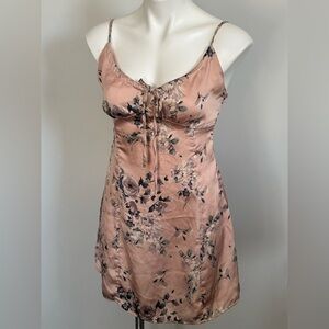 Honey Punch Blush Floral Silky Mini Dress